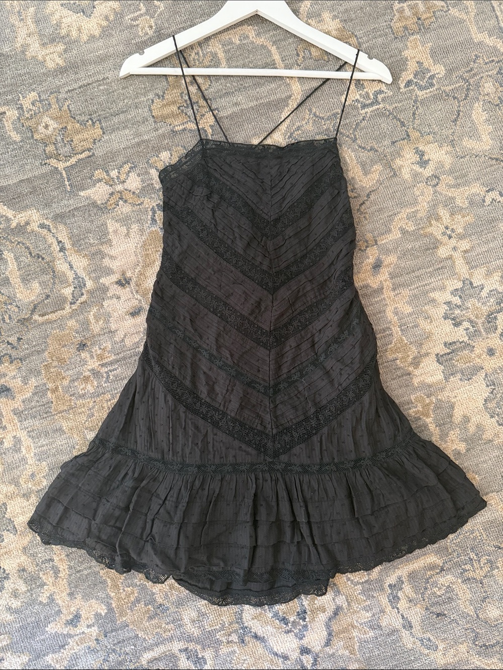 Love Shack Fancy Spaghetti-Strap Ruffled Hem Dress